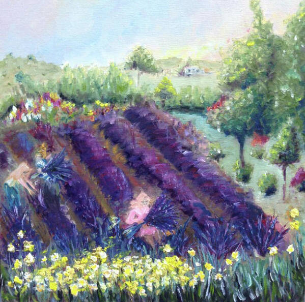 Provence Art Print featuring the painting Provence Lavender Farm by Roxy Rich