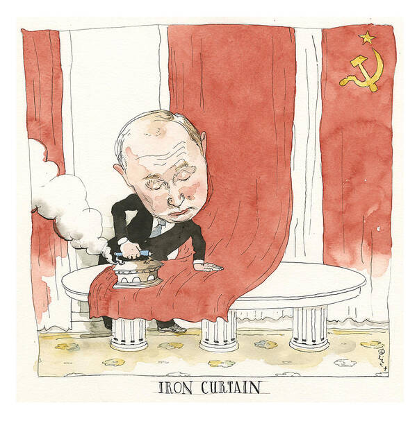 Putin Measures The Drapes Art Print featuring the painting Putin Measures the Drapes by Barry Blitt