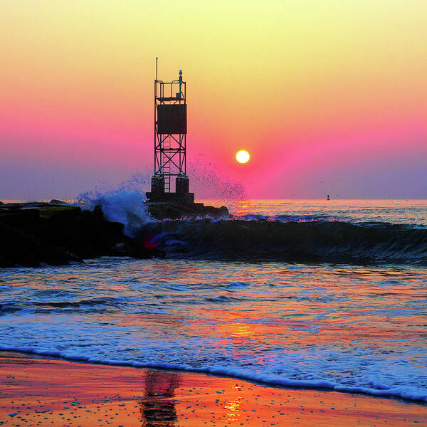 Sunrise Art Print featuring the photograph Rainbow Sunrise at Indian River Inlet by Bill Swartwout