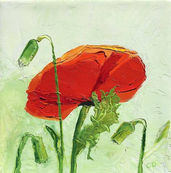 Flower Art Print featuring the painting Red Poppy #3 by Celeste Drewien