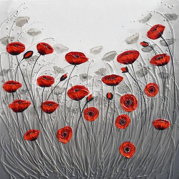 Red Poppies Art Print featuring the painting Red Poppy Savanna by Amanda Dagg