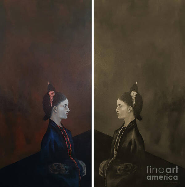 Figurative Painting Art Print featuring the digital art Regress Mirror by Fei A
