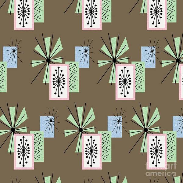 Mid Century Fabric Art Print featuring the digital art Retro Fabric Temporama 1 by Donna Mibus