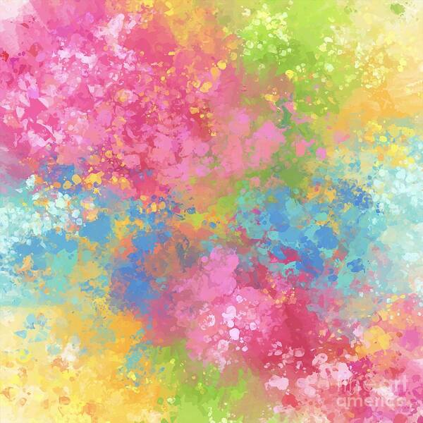 Colorful Art Print featuring the digital art Revana - Artistic Colorful Abstract Carnival Splatter Watercolor Digital Art by Sambel Pedes
