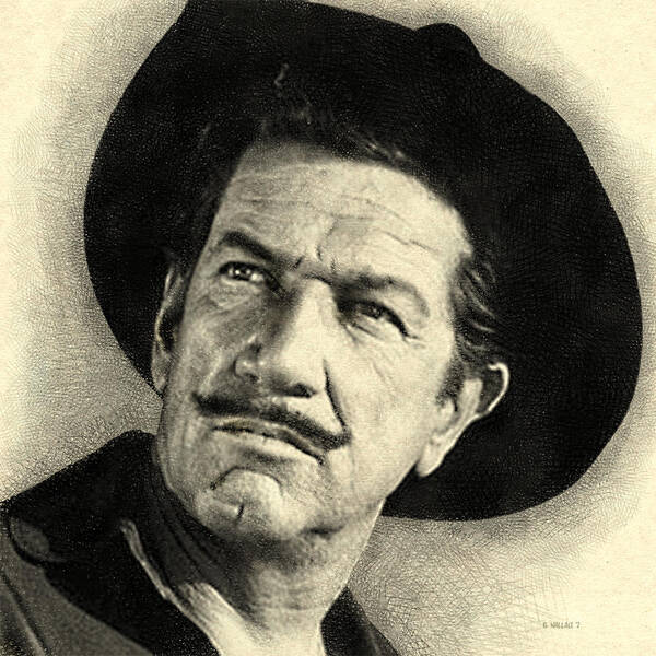 2d Art Print featuring the digital art Richard Boone As Paladin - Drawing FX by Brian Wallace
