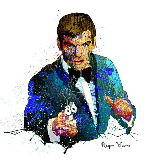 Acrylics Art Print featuring the painting Roger Moore by Miki De Goodaboom