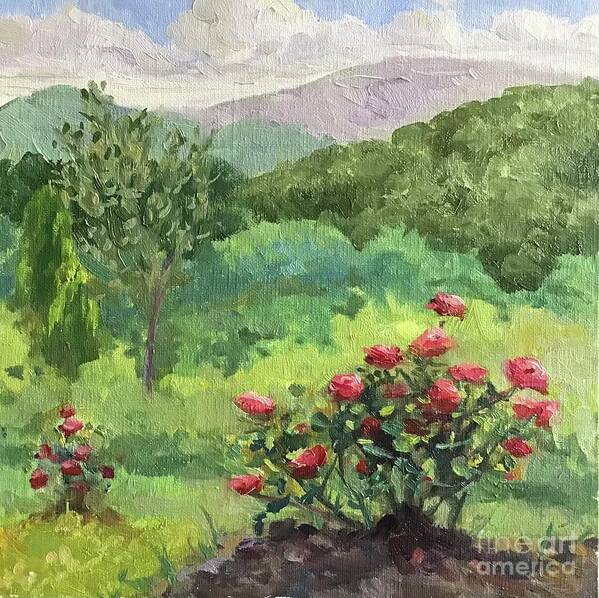 Roses Art Print featuring the painting Roses on the Mountaintop by Anne Marie Brown