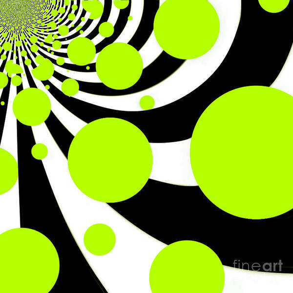 Green Art Print featuring the digital art Runaway Dots by Designs By L