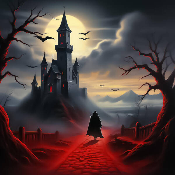 Dracula Art Print featuring the painting Scarry Night by Manjik Pictures