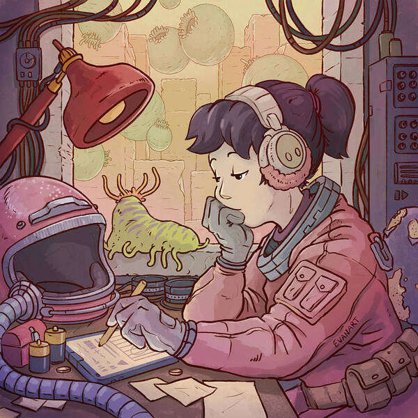  Art Print featuring the digital art Scifi Beats To Relax/study To by EvanArt - Evan Miller