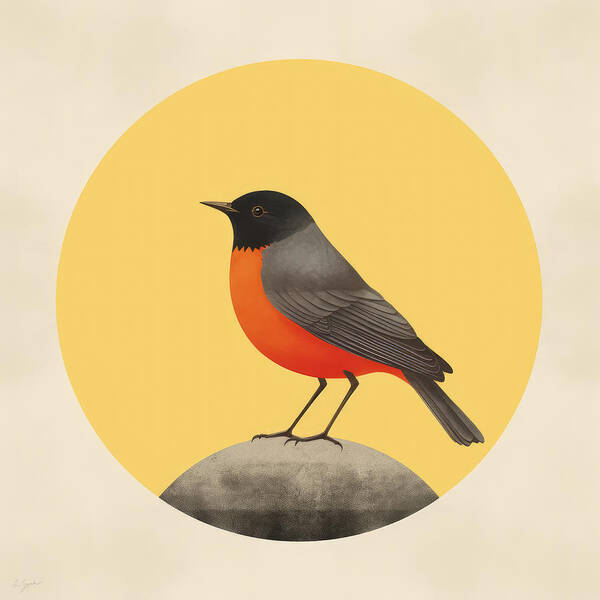 American Robin Art Print featuring the painting Serene Echo by Lourry Legarde