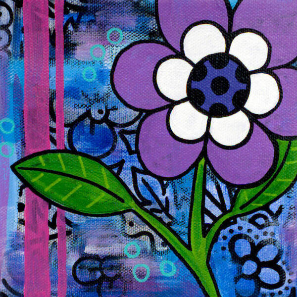 Flower Art Print featuring the painting Single Purple Bloom by Beth Ann Scott