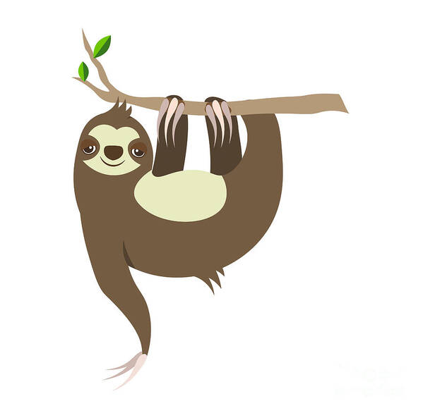 Sloth Art Print featuring the digital art Sloth, Lazy, Chill, by David Millenheft