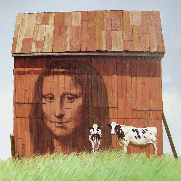 Realism Art Print featuring the painting Smiling at the Barn by Zusheng Yu
