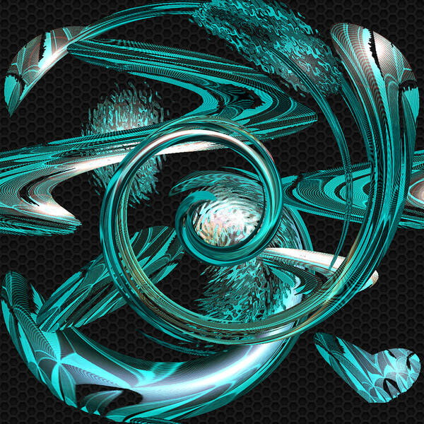 Digital Wall Art Art Print featuring the digital art Snakes Swirl Black by Ronald Mills