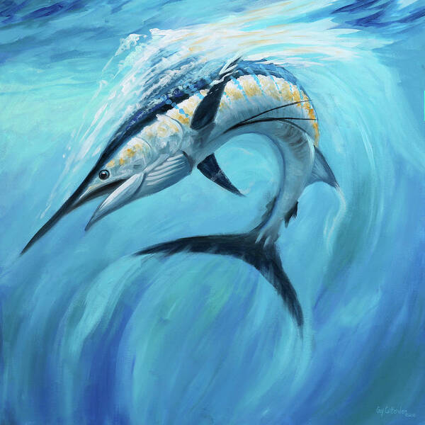 Blue Marlin Paintings Art Print featuring the painting Snap by Guy Crittenden