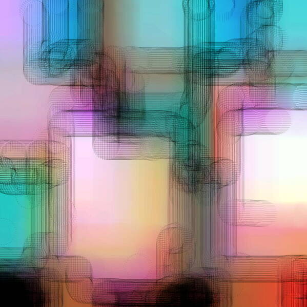 #abstract #abstractart #digital #digitalart #wallart #markslauter #print #greetingcards #pillows #duvetcovers #shower #bag #case #shirts #towels #mats #notebook #blanket #charger #pouch #mug #tapestries #facemask #puzzle Art Print featuring the digital art Spiro Tunnels by Mark Slauter