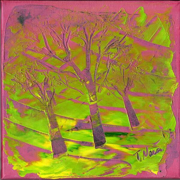 Pink Art Print featuring the painting Spring Trees by Tammy Nara