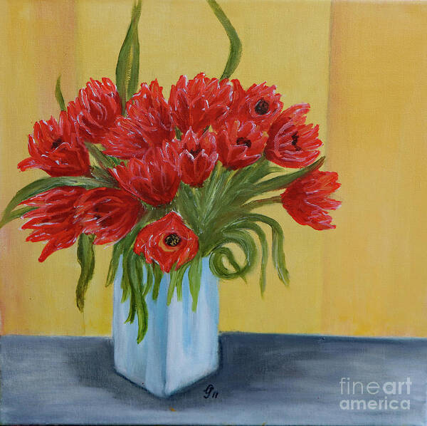 Tulips Art Print featuring the painting Springflowers - Oil Painting by Christiane Schulze Art And Photography