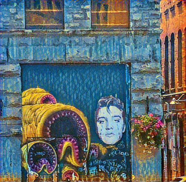 Street Art Art Print featuring the photograph Street Art Elvis by Grey Coopre