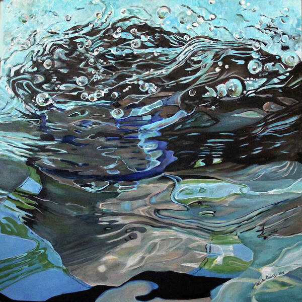 Underwater Art Print featuring the painting Submerged by Linda Queally