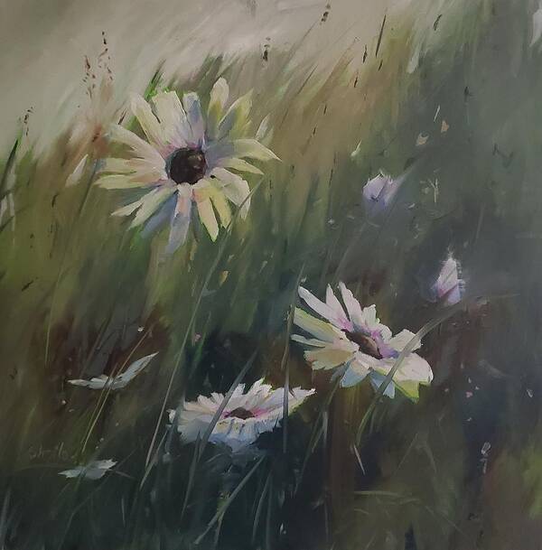 Daisy Art Print featuring the painting Summer is Daisies by Sheila Romard