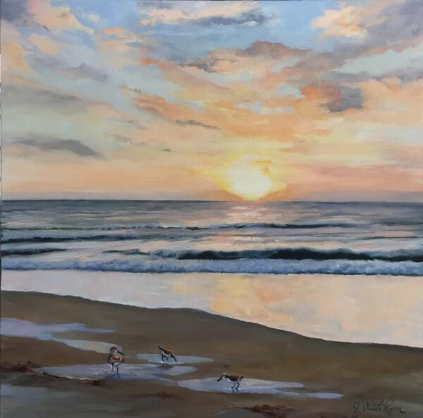 Atlantic Ocean Art Print featuring the painting Sunrise by Judy Rixom