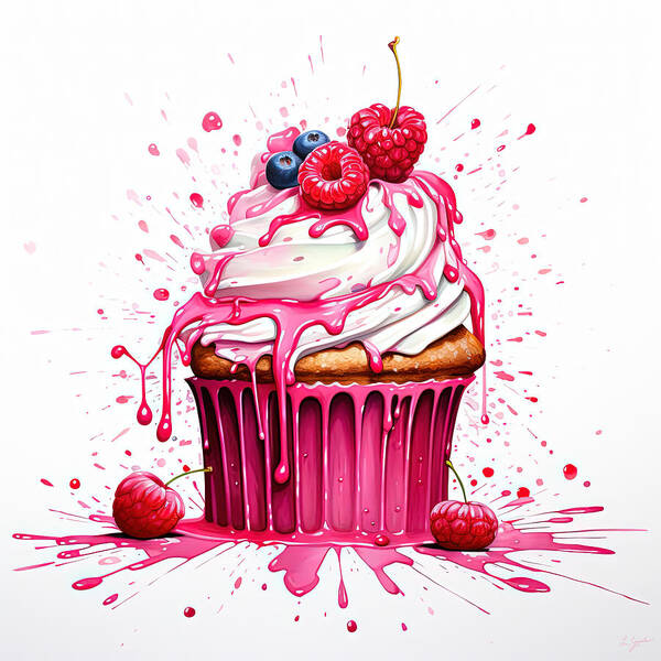 Cupcakes Art Print featuring the digital art Sweet Indulgence by Lourry Legarde