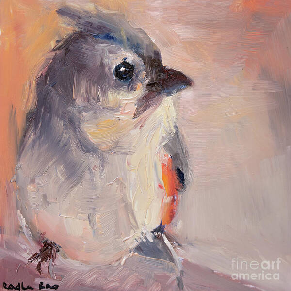 Birds Art Print featuring the painting Sweet Little Titmouse by Radha Rao