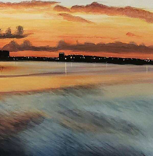 Water Art Print featuring the painting Tampa Bay Seascape- texture 5 by Alexis King-Glandon