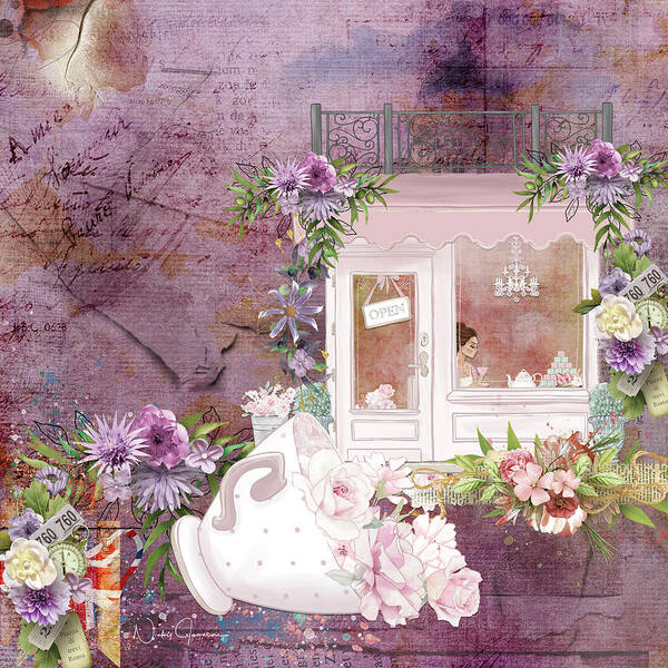 Nickyjameson Art Print featuring the mixed media Tea Shop Times by Nicky Jameson