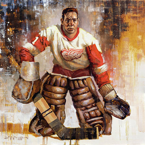 NHL Detroit Red Wings Hall Of Famer Goalie Terry Sawchuk Original Art Print