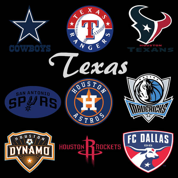 Texas Art Print featuring the mixed media Texas Professional Sport Teams by Movie Poster Prints