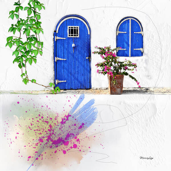 Door Art Print featuring the mixed media The Blues by Moira Law
