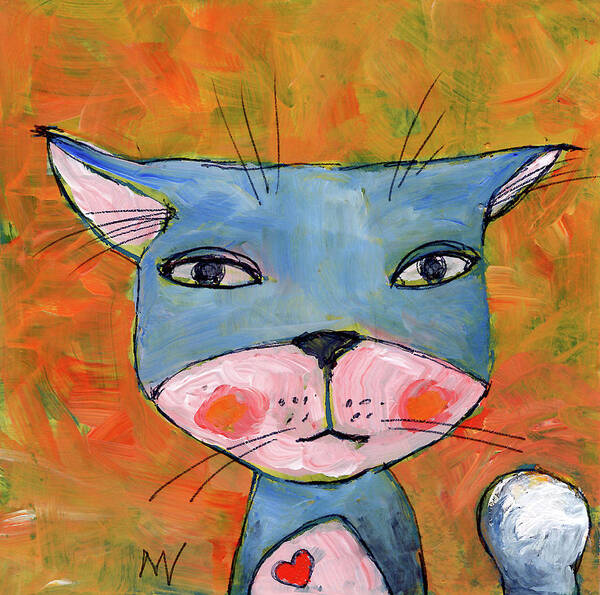 Valentine Art Print featuring the mixed media The Cat's Meow by AnneMarie Welsh