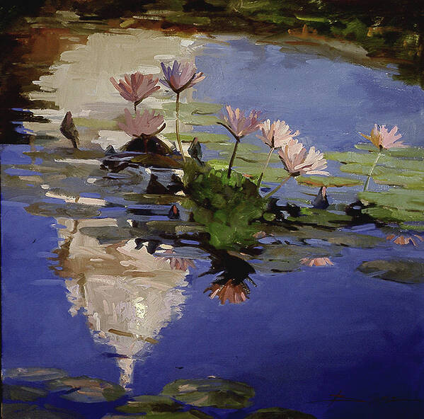 Water Lilies Art Print featuring the painting The Dome - Water Lilies by Elizabeth J Billups