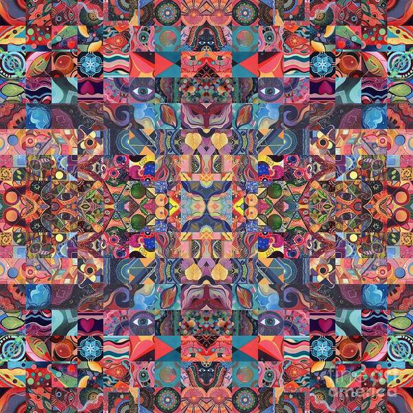 The Joy Of Design 64 Quadrupled 6 By Helena Tiainen Art Print featuring the mixed media The Joy of Design 64 Quadrupled 6 by Helena Tiainen