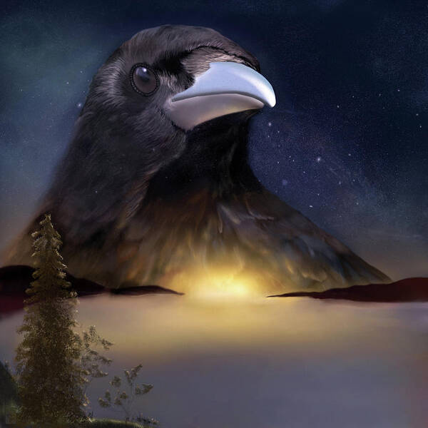 Crow Art Print featuring the digital art The Night Watch by Sand And Chi