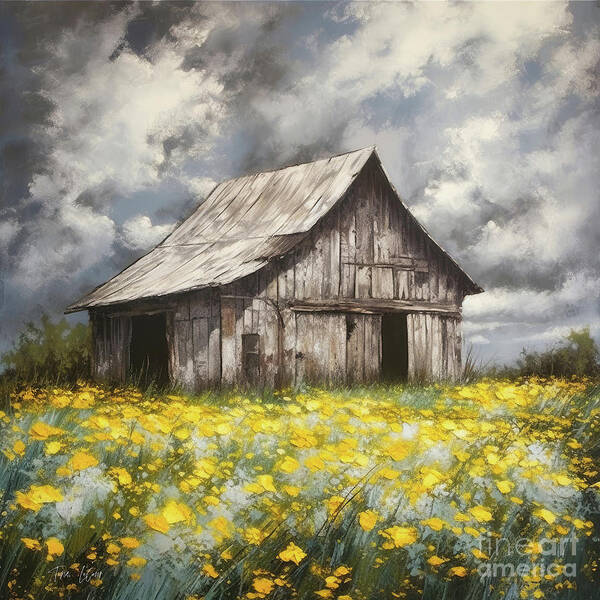 Gray Barn Art Print featuring the painting The Old Gray Barn by Tina LeCour