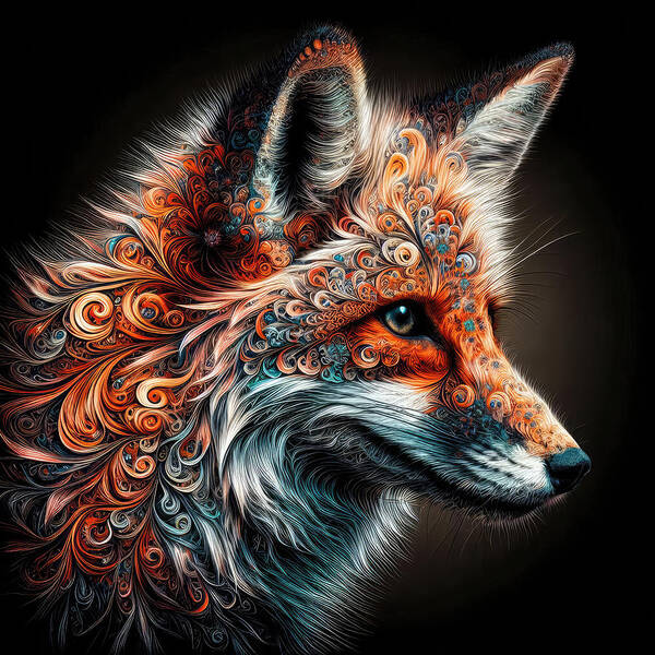 Fox Art Print featuring the photograph The Ornate Guardian of the Enchanted Forest by Bill and Linda Tiepelman