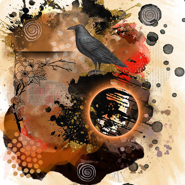 Raven Art Print featuring the digital art The Poetry of Poe by Mitak