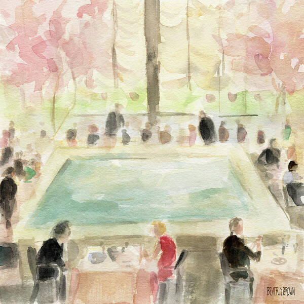 New York Art Print featuring the painting The Pool Room at the Four Seasons New York by Beverly Brown Prints