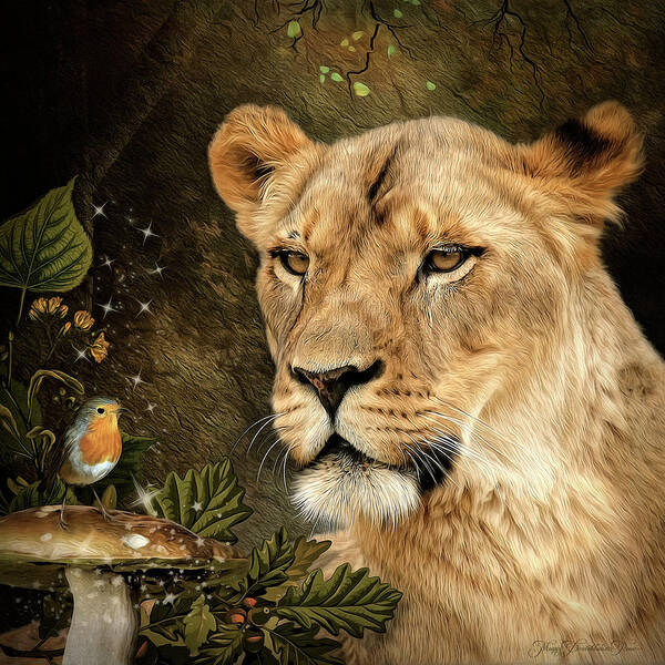 Lioness Art Print featuring the digital art The Queen by Maggy Pease