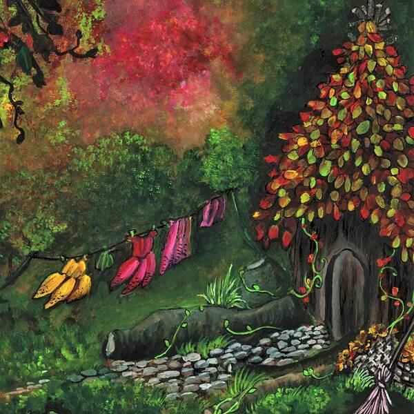 Fairy Art Print featuring the painting The secret fairy house by Tara Krishna