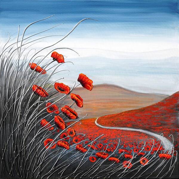 Redpoppies Art Print featuring the painting The Walk through the Poppies by Amanda Dagg