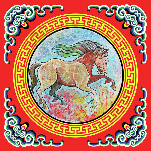 The Year Of The Horse Art Print featuring the painting The Year of the Horse by Tom Dashnyam Otgontugs