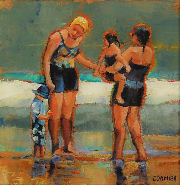 Beach Art Print featuring the painting The Yellow Swim Cap by Jean Cormier