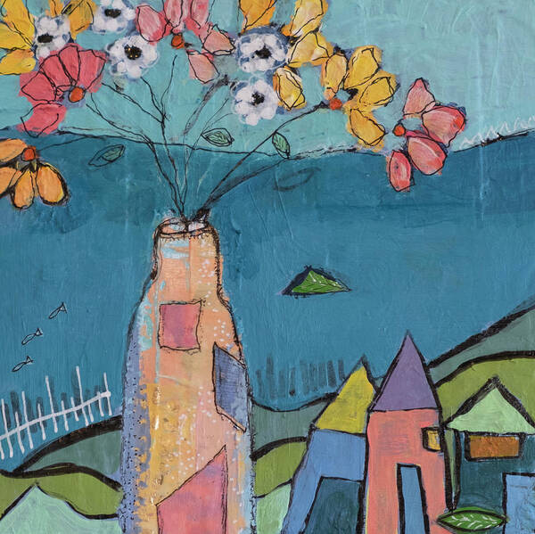 Flowers Art Print featuring the mixed media Tiny House 1 by Julia Malakoff