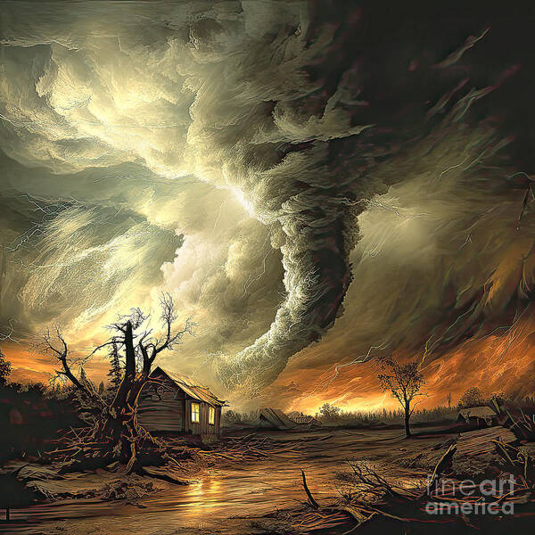 Tornado Art Print featuring the digital art Tornado Touchdown by Elisabeth Lucas