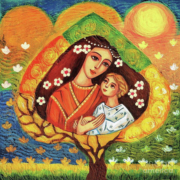 Mother And Child Art Print featuring the painting Tree of Life #2 by Eva Campbell